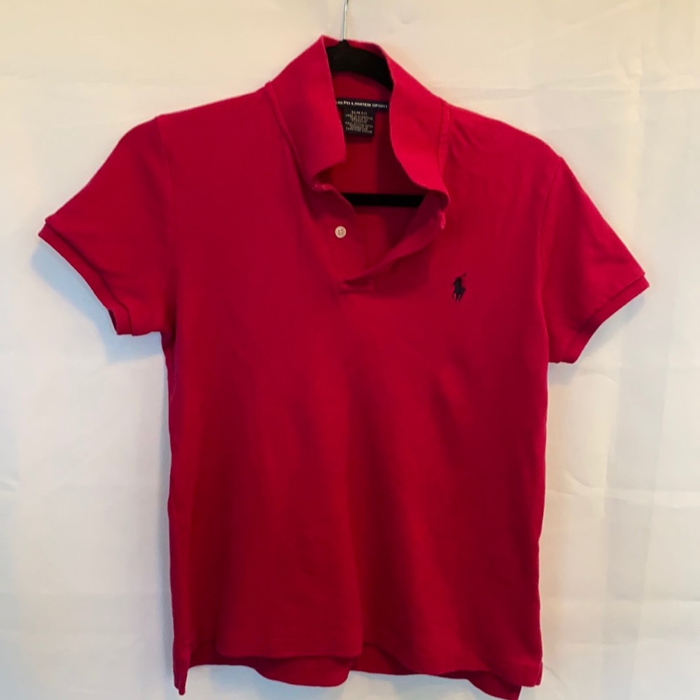 Ralph Lauren fuschia pink polo shirt. Size Large in slim fit.